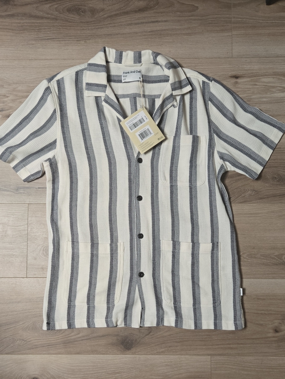 Frank And Oak Men's Short Sleeve Stripe OverShirt - Size S